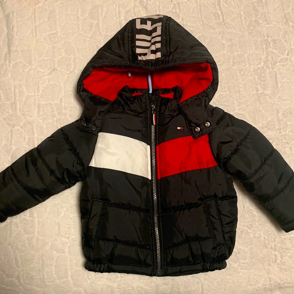 Tommy Hilfiger toddler boy 18 month red white and black puffer jacket